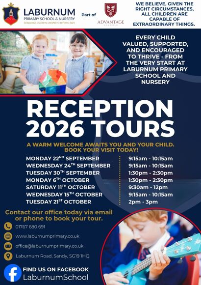 Reception tours 2026 Laburnum